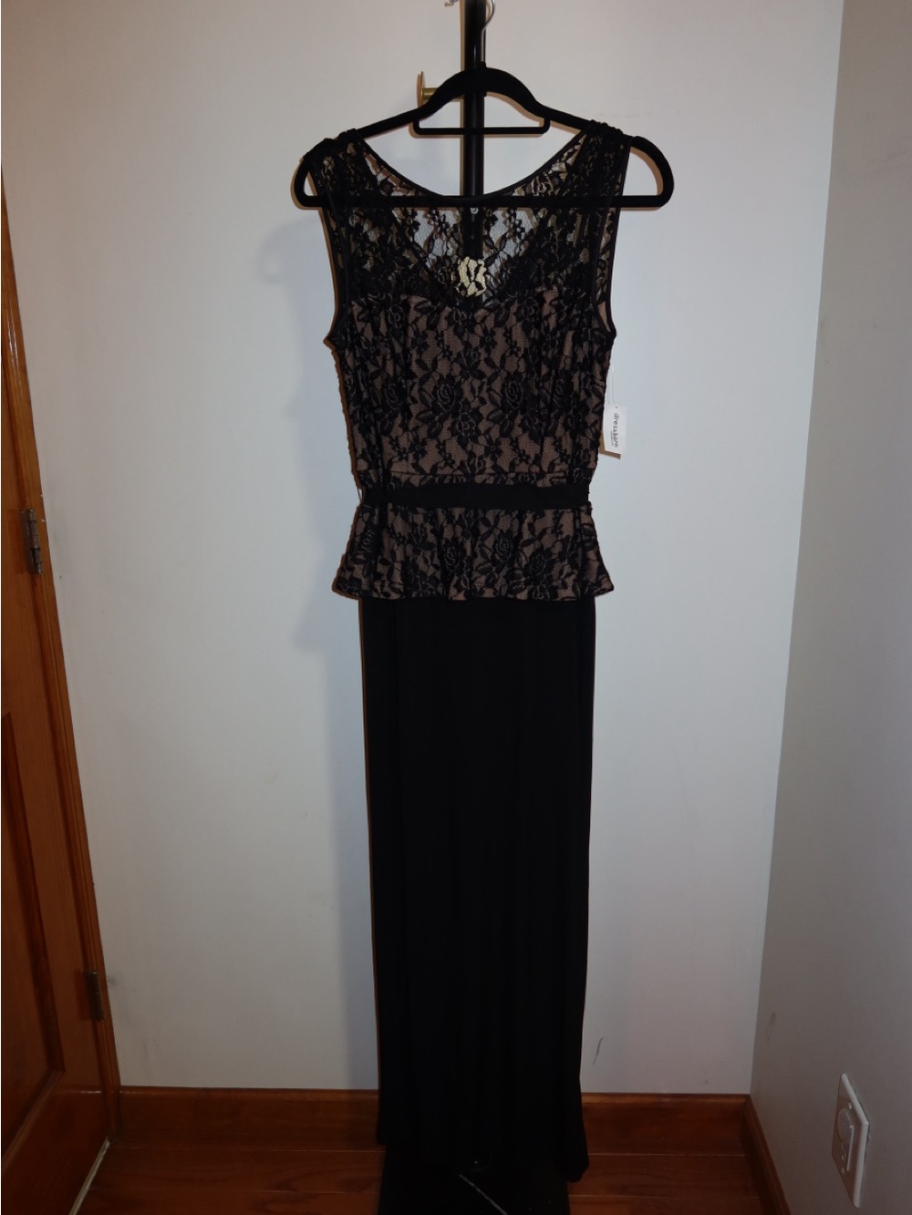 Dress Barn Black Lace Maxi Dress with Nude Lining